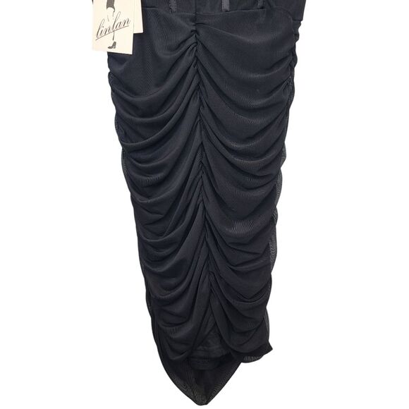 NWT Linlan Women's Black Sleeveless Ruched Corset Bodycon Mini Cocktail Dress XS - Picture 9 of 16